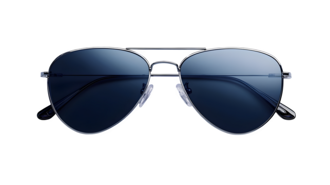 Aviator sunglasses lying flat with visible shadow and detail, realistic PNG