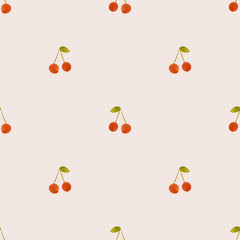 Cute cherry seamless patterns perfect for kids’ fabric designs. Ideal for textiles, nursery decor and children’s clothing.