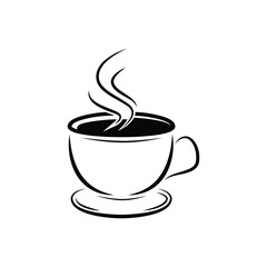 coffee cup with steam logo design vector concept