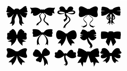 Fototapeta premium set of ribbon bows silhouette vector on white background
