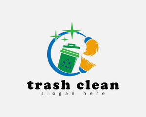 trash bin logo vector concept cleaner for company