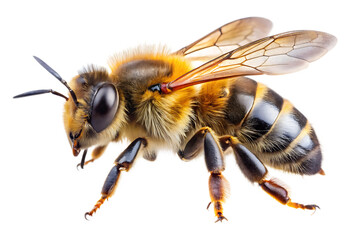 honey bee walking isolated on white background