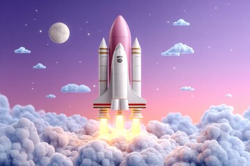 A rocket launching against the morning sky, symbolizing bold futures