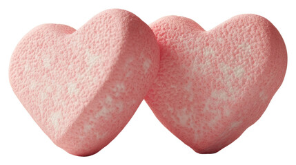 Obraz premium PNG Two light pink heart marshmallows sweets confectionery heart-shaped.