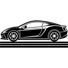 Naklejka premium Silhouette of a luxury car parked by the side of the road