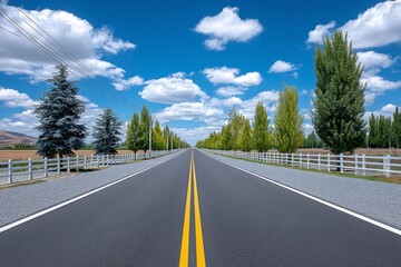 Naklejka premium A wide landscape with multiple open roads stretching forward