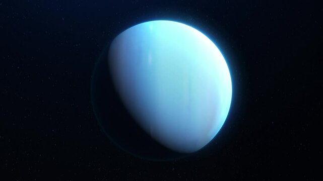 Uranus view space planet animation in deep space. 4k 3d animation for scientific and space content. Space Exploration