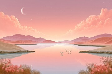 Fototapeta premium Watercolor sunrise with soft colors symbolizing a new beginning