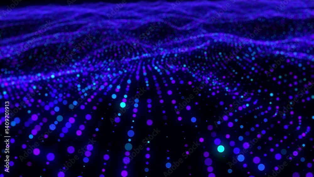 Poster luxurious wave particles. computer generated 3d render