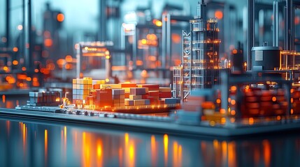 Obraz premium Futuristic Cargo Terminal at Night