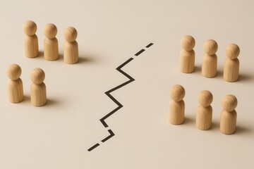 Social Division Symbolized By Groups Separated By Zigzag Line