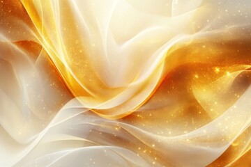 Obraz premium Golden abstract waves with sparkling light and flowing energy patterns