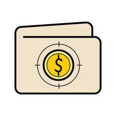 digital wallet icon dollar sign vector - financial app and online payment concept 