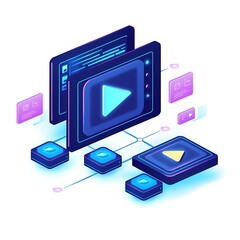 Abstract Video Player App Interface Design with Digital Style and Futuristic Aesthetic