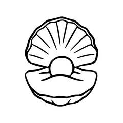 open oyster with pearl outline
