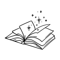 mystical book with shining light