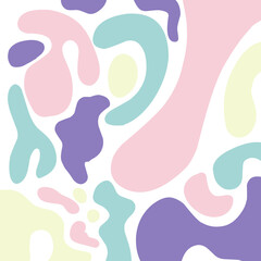 Abstract and organic fluid colored with soft pastel tones. Colorful cute and minimalist blob with pastel tones. Rounded blobby smooth flowing background wallpaper