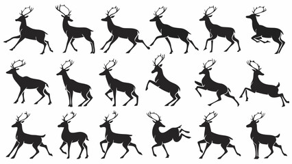 Elegant Deer Silhouette Collection, Stylish Wildlife Icons for Art and Design Inspiration