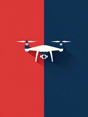 Drone Silhouette on Bi-Colored Background