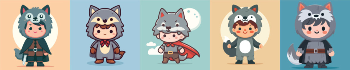 vector boy wearing wolf costume