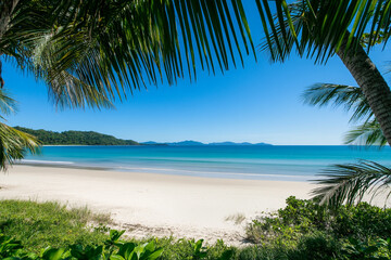 Fototapeta premium Serene tropical beach paradise idyllic vacation getaway