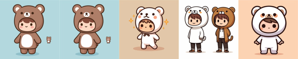 vector boy wearing bear costume