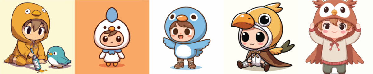 vector boy wearing bird costume