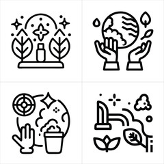 clean environment icon set
