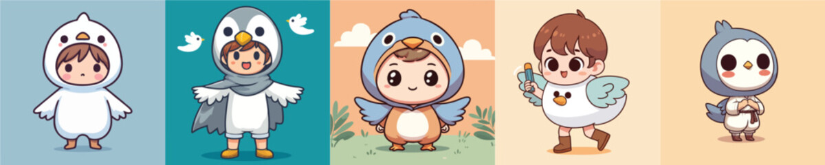 vector boy wearing bird costume