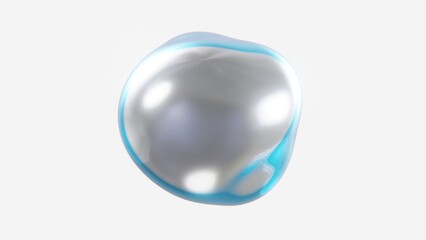 Abstract 3D horizontal chrome metallic silver sphere bubble blob render wallpaper 4K light white vibrant colours gradient backgrounds futuristic holographic molecular chemistry science biology shape