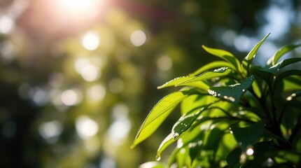 green leaves in sunlight