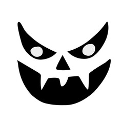 Scary and Cute Halloween Pumpkin and Ghost Face Vector Illustration.