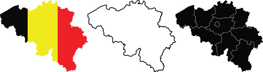 Fototapeta premium Belgian map flag country. Belgium map country vector stock
