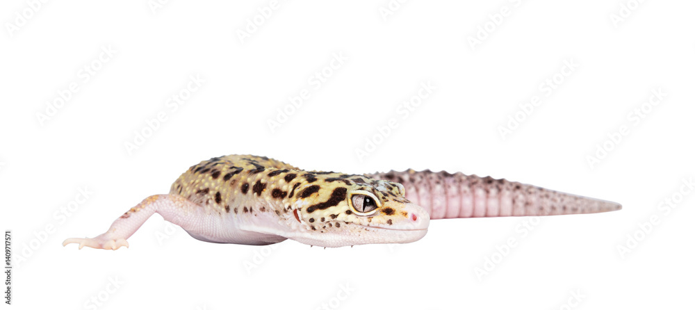 Aufkleber beautiful mack snow eclipse colored eublepharis macularius or leopard gecko, standing side ways. iso