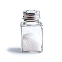 Small glass salt shaker with metal lid