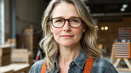 Confident woman craftsperson portrait in a workshop