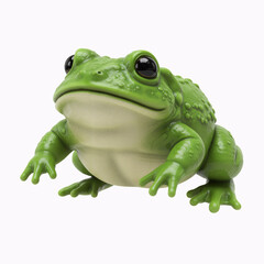 Green toad plastic toy frog - isolated on white