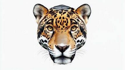Obraz premium Jaguar Head Portrait, Isolated on White Background, Big Cat, Wildlife ,Jaguar,Felidae