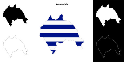 Alexandria blank outline map set