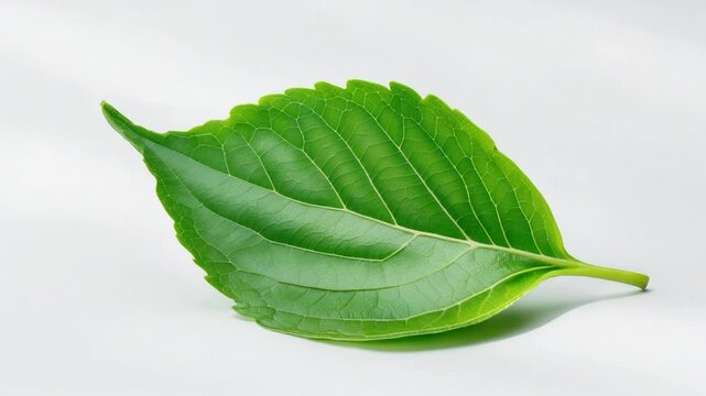 Blueberry leaves resemble regular leaves, isolated against a white background. The file includes a clipping path. Macro photography.