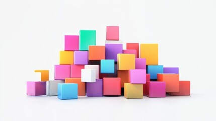 Obraz premium Colorful Stacked Building Blocks for Creative Play and Learning