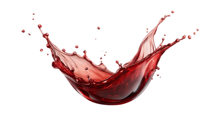 red wine splash isolated on  white background PNG,AI GENERATED