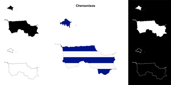 Chersonisos blank outline map set