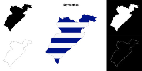 Fototapeta premium Erymanthos blank outline map set