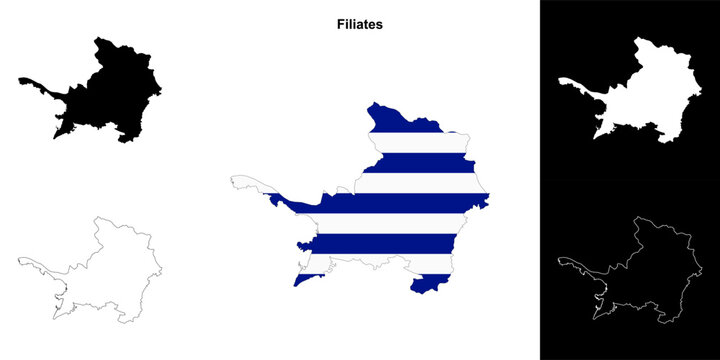 Filiates blank outline map set