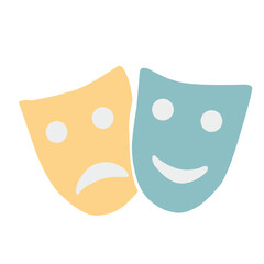 Theater drama comedy mask vector icon, actor acting logo