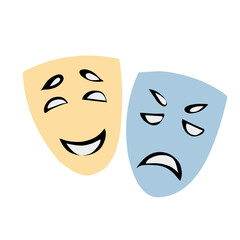 Theater drama comedy mask vector icon, actor acting logo