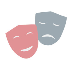 Theater drama comedy mask vector icon, actor acting logo
