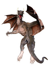 3D Rendering Fairy Tale Dragon on White