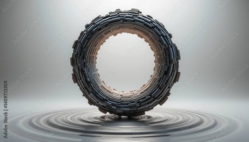 Poster dynamic circular structure abstract environment 3d rendering minimalist design artistic viewpoint